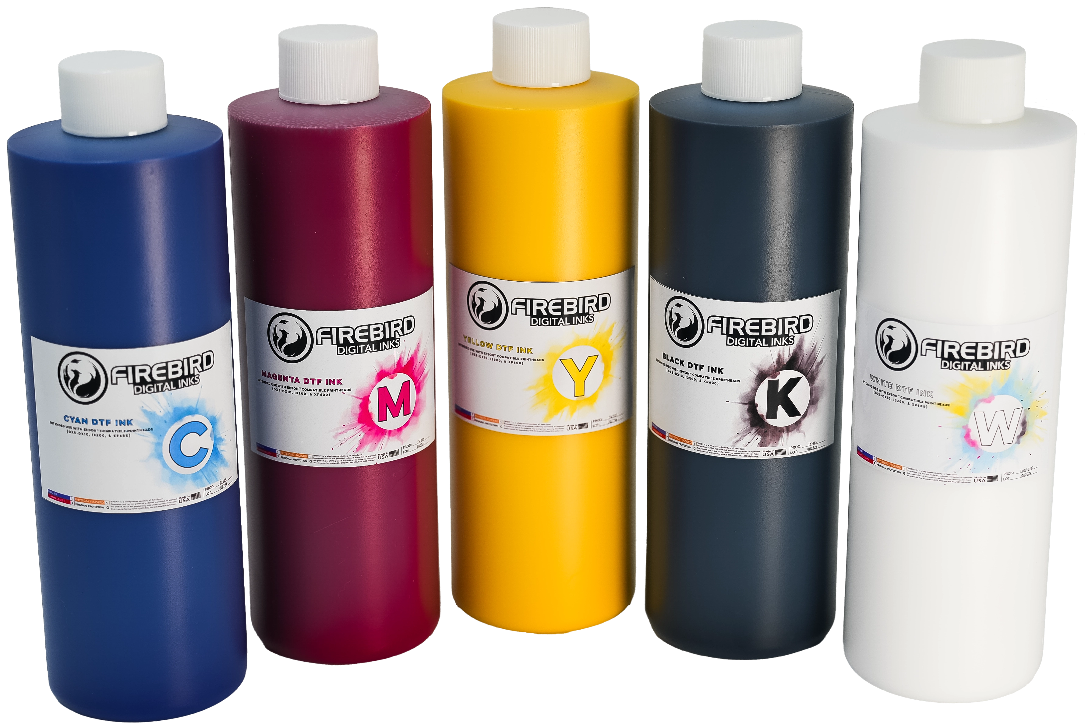 DTF inks compatible with Epson Printheads (i3200, DX5-DX10, XP600)