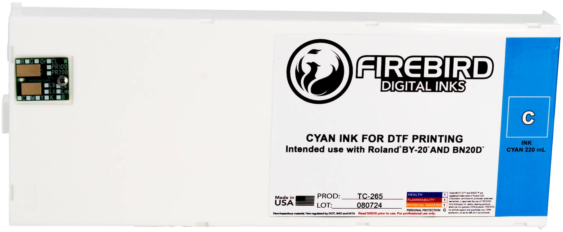 Ink Replacement Cartridge for Roland BY-20 and BY-20D Printers - Cyan 220ml