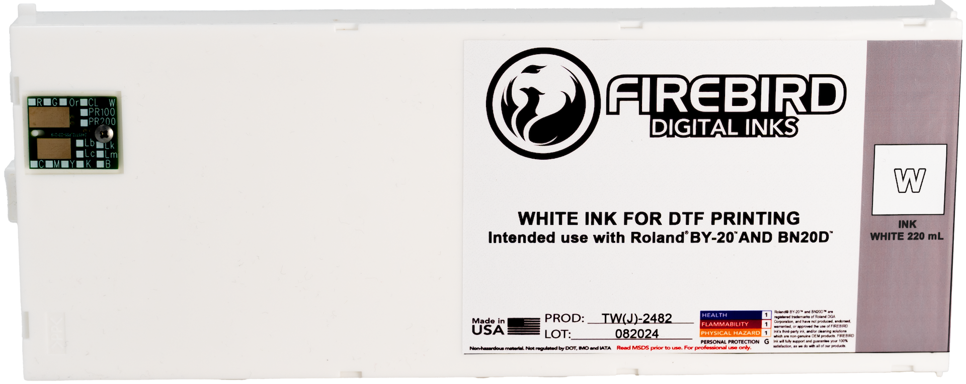 Ink Replacement Cartridge for Roland BY-20 and BY-20D Printers - White 220ml